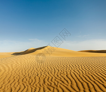 印度拉贾斯坦邦Thar沙漠的Dunes沙漠天空沙丘旅行土地观光风景日光旅游日落图片
