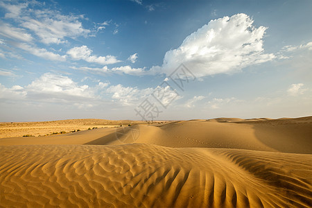 印度拉贾斯坦邦Thar沙漠的Dunes沙漠沙丘风景天空土地旅行旅游日光日落观光图片