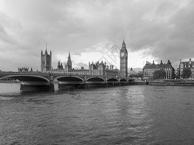 威斯敏寺桥黑色王国全景房屋议会白色图片