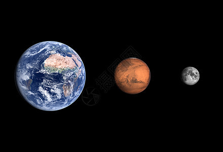 地球 火星和月球天文学渲染宇航员轨道太阳宇宙外星人行星星系科学图片