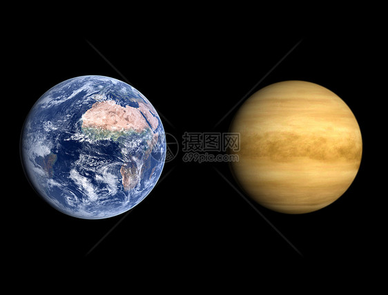 地球和金星外星人星系星星科学天文学宇宙渲染太阳月亮宇航员图片
