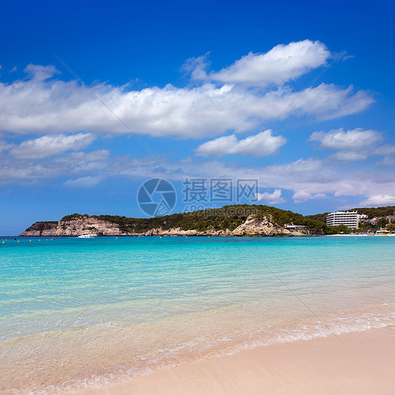 巴利阿里奇Ciutadella的海滩天空蓝色海岸线海岸太阳海洋波浪假期树木旅行图片