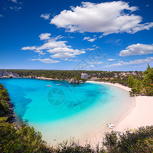 巴利阿里奇Ciutadella的海滩假期岩石地标旅行海岸海岸线海景支撑海洋树木图片