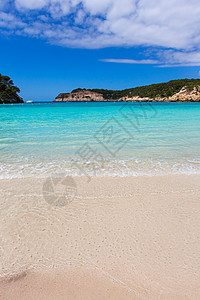 巴利阿里奇Ciutadella的海滩海景地标太阳波浪蓝色假期支撑海岸线岩石天空图片