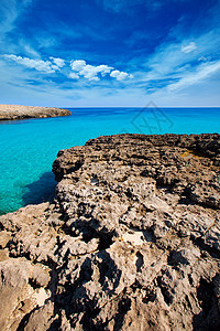 巴利阿里奇Ciutadella岛Talaier海滩海岸线海岸太阳天空石头波浪蓝色旅行假期天堂图片