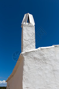 Balearics的白色房屋烟囱细节晴天别墅粉饰乡村房子旅行石头格劳城市假期图片