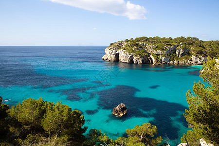 松绿的Balearic地中海太阳地标海滩支撑海洋海岸线悬崖天堂岩石假期图片