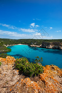 松绿的Balearic地中海地标旅行海岸蓝色假期岩石石头海景晴天支撑图片