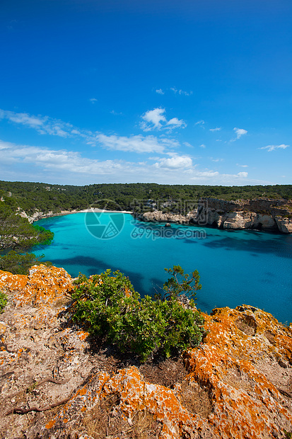 松绿的Balearic地中海地标旅行海岸蓝色假期岩石石头海景晴天支撑图片