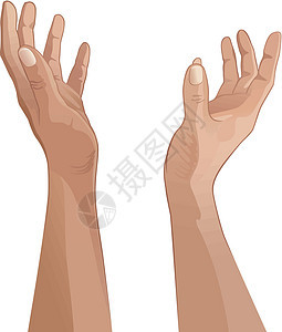 双手白色插图棕榈手指绘画拇指背景图片