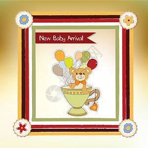带有可爱泰迪熊的婴儿淋浴卡极简庆典卡通片气球礼物微笑主义者淋浴纪念日新生图片