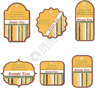 白色背景上孤立的一套老旧标签图片