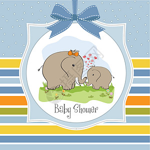 婴儿大象及其母亲的婴儿淋浴卡插图尾巴绘画家庭卡通片鼻子妈妈野生动物涂鸦父母图片