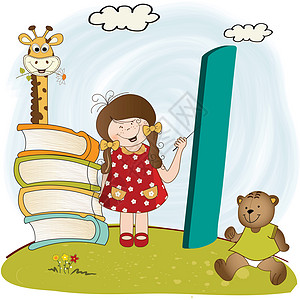 儿童字母字母数数字老师冰箱动物孩子们玩具教育笔记蓝色插图图片