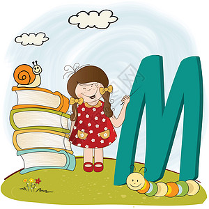 儿童字母字母数孩子们蓝色冰箱学习幼儿园数字乐趣毛虫教育插图图片