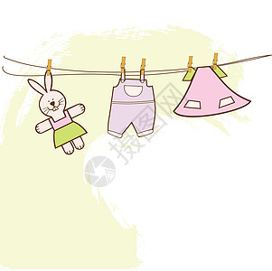 婴儿淋浴邀请线机公告家庭女孩衣服生日洗衣店派对丝带纪念日图片