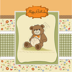 带泰迪熊的生日卡喜悦婴儿卡片庆典问候语纪念日框架新生送货童年图片