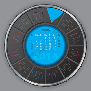 2014年可冷酷数字旋转的2014年日历图片