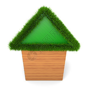 有绿色屋顶的房子童年玩具建筑积木生态木头教育幼儿园立方体图片