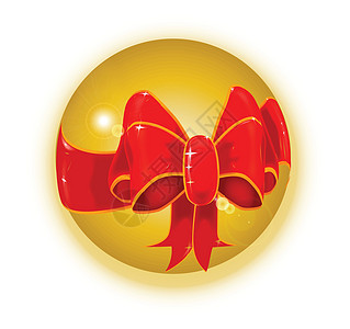 Bow环球红色缎带标签星星金子贺卡圣诞礼物玩具丝带插图图片
