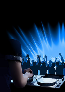 DJ 舞会背景音乐辉光射线墙纸派对展示观众夜生活剪影迪厅图片