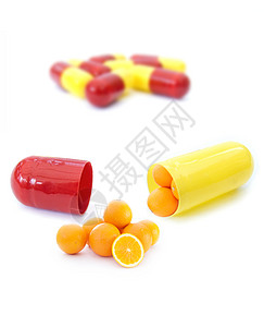 维生素C早餐饮食补充胶囊排毒维生素药片水果橙子图片