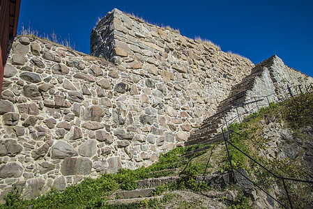 Fredriksten堡垒北部幕墙细节房子历史地标旅游天空历史性旅行防御城市据点图片