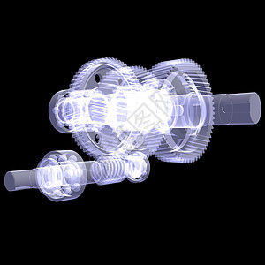 白轴 齿轮和轴承力学合作力量团体蓝色x光技术车轮工作机器图片