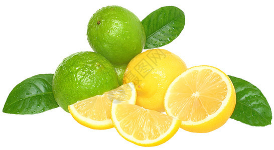 石灰和柠檬水果食物叶子团体图片