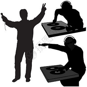 DJ 轮椅享受迪厅剪影打碟机光盘夜店幸福酒吧播音员男人图片