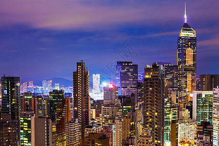 晚上在香港的城市城市民众住宅天际住房景观建筑人口天空图片