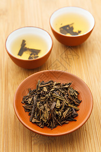 传统中国茶食物叶子木头飞碟杯子草本植物竹子茶壶陶器饮料图片