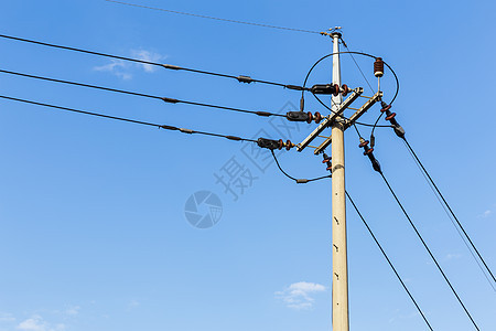 电力线路电源线电线电缆金属绝缘子天空绳索并行传播电气图片