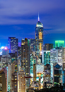 香港市晚上天际顶峰市中心建筑学地标商业中心金融天空摩天大楼图片