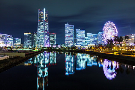 日本横滨市建筑办公室车轮城市海岸线地标办公楼游乐园海岸摩天轮图片