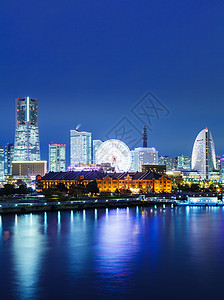 夜间横滨天际公园海岸海岸线仓库城市摩天轮小路地标红砖办公楼图片