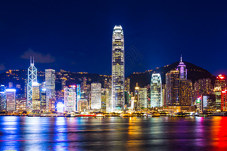 香港晚上的天线景观天际金融办公室天空地标大楼城市企业建筑图片