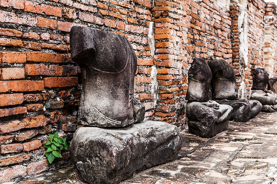 泰国Ayuttaya的Buddha断裂冥想历史宗教信仰公园国家建筑学历史性佛教徒佛塔图片