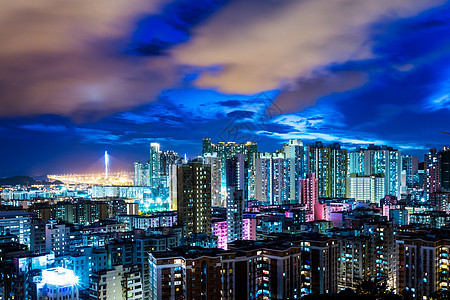 晚上在香港的城市城市景观市中心建筑住宅住房居所房屋民众天际公寓图片