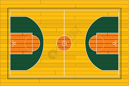 Wooden篮球场 矢量插图图片