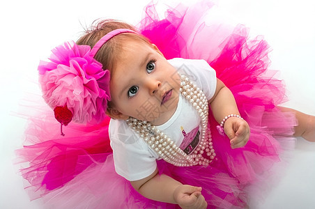 婴儿宝宝庆典项链牙齿女孩气球头巾生日短裙发带珍珠图片