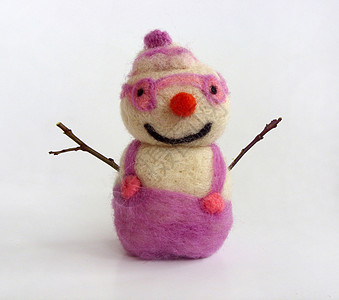 有趣的雪人雕塑紫色动物粉色装饰品塑像羊毛微笑手工乐趣图片