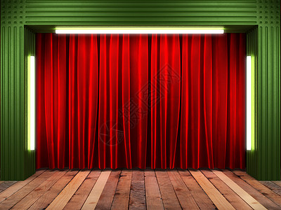 舞台上的红布幕皇家红色展示歌剧仪式马戏团衣服天鹅绒奢华装潢图片