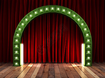 舞台上的红布幕装潢装饰红色展览衣服仪式推介会马戏团出版物织物背景图片