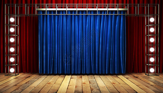 舞台蓝布幕展示装潢出版物衣服皇家仪式歌剧画廊蓝色织物图片