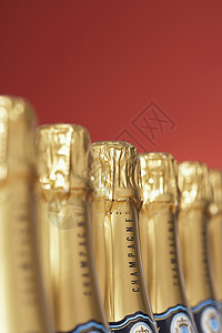 香槟酒瓶的一排 特写有选择性的焦点酒精物体瓶子标识图片