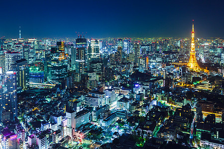 晚上东京天际夜景场景建筑地标城市建筑学景观鸟瞰图图片