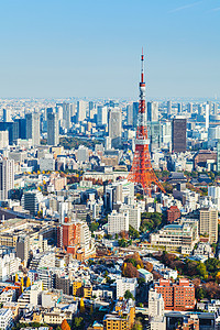 东京天际地标蓝色天空场景建筑城市景观鸟瞰图建筑学图片