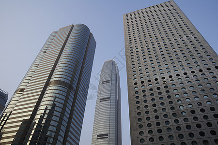 中国香港摩天大楼的低角度视图办公楼建筑外观天空建筑学场景城市背景图片