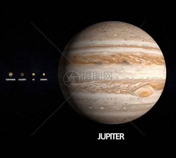 带有月亮的木星天文学教育渲染太阳系科学轨道宇航员图片